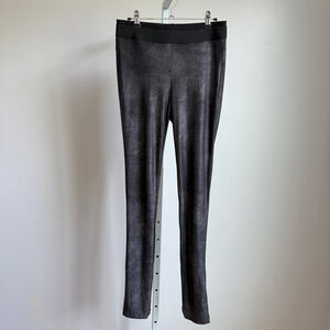 BCBGMAXAZRIA sz S Black Faux‎ Snakeskin Leggings Ankle Zippers